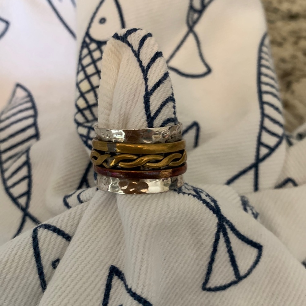 Sterling silver and copper spinner ring